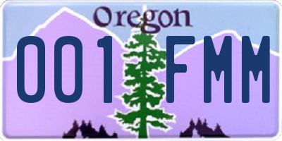 OR license plate 001FMM