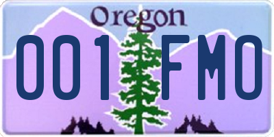 OR license plate 001FMO