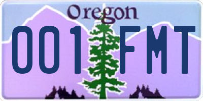 OR license plate 001FMT