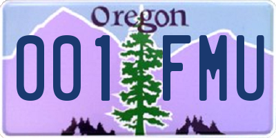 OR license plate 001FMU