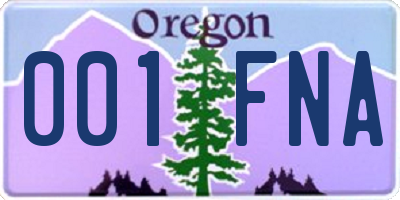 OR license plate 001FNA