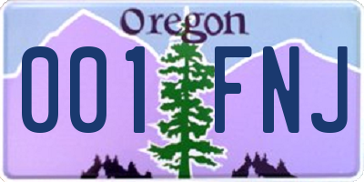 OR license plate 001FNJ