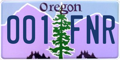 OR license plate 001FNR