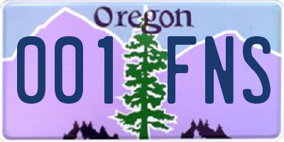 OR license plate 001FNS