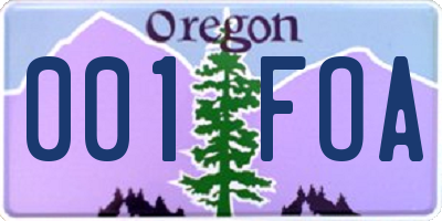 OR license plate 001FOA