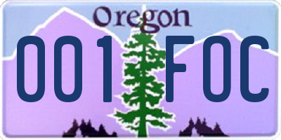 OR license plate 001FOC