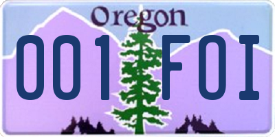 OR license plate 001FOI