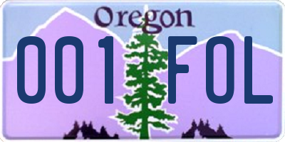 OR license plate 001FOL