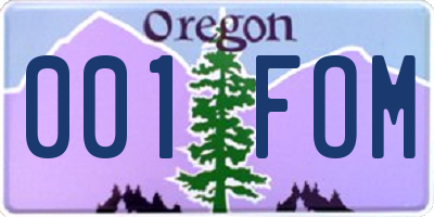 OR license plate 001FOM