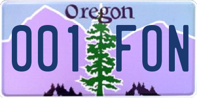 OR license plate 001FON