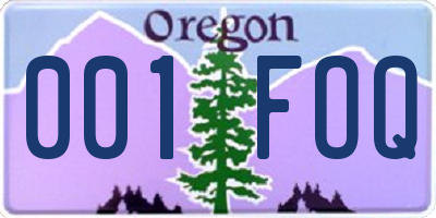 OR license plate 001FOQ