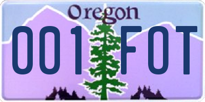 OR license plate 001FOT