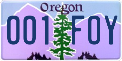 OR license plate 001FOY