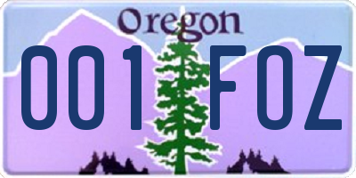 OR license plate 001FOZ