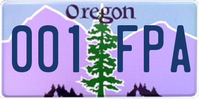 OR license plate 001FPA