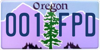 OR license plate 001FPD