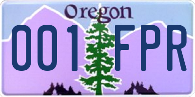 OR license plate 001FPR