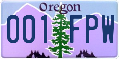 OR license plate 001FPW