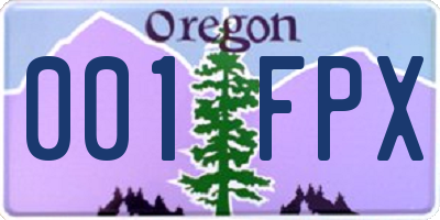 OR license plate 001FPX