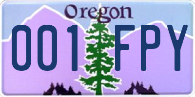 OR license plate 001FPY