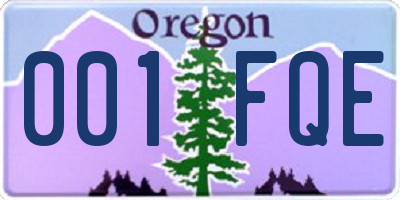 OR license plate 001FQE