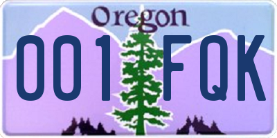 OR license plate 001FQK