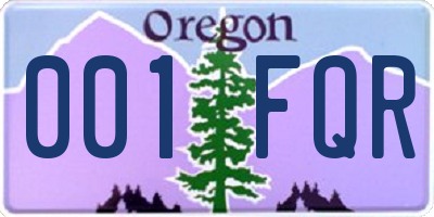 OR license plate 001FQR