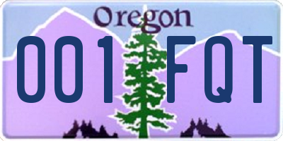 OR license plate 001FQT