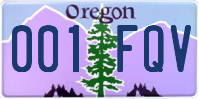 OR license plate 001FQV