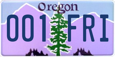 OR license plate 001FRI