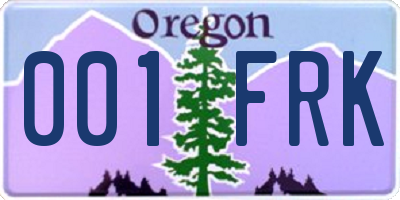 OR license plate 001FRK