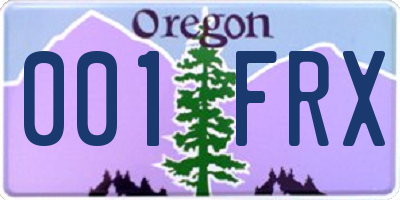 OR license plate 001FRX