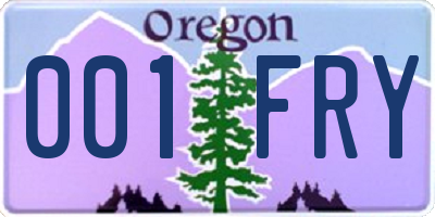 OR license plate 001FRY