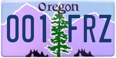 OR license plate 001FRZ
