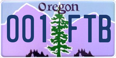 OR license plate 001FTB