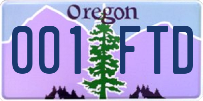 OR license plate 001FTD