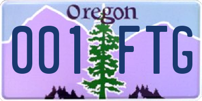 OR license plate 001FTG