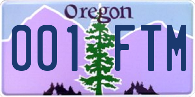 OR license plate 001FTM