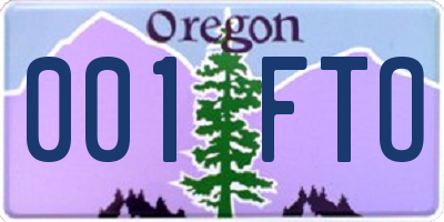 OR license plate 001FTO