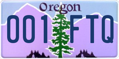 OR license plate 001FTQ