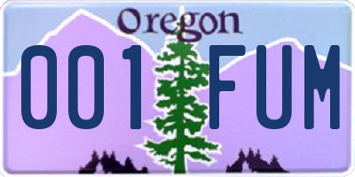 OR license plate 001FUM