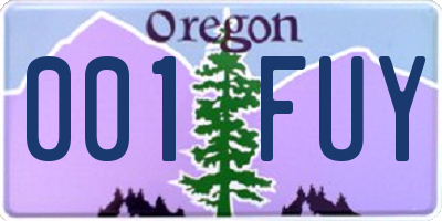 OR license plate 001FUY