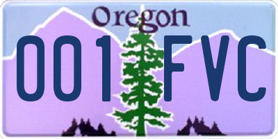 OR license plate 001FVC