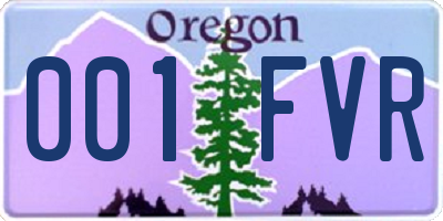 OR license plate 001FVR