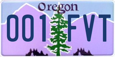 OR license plate 001FVT