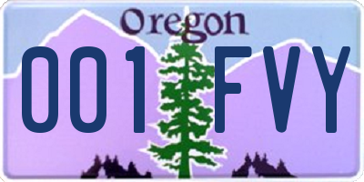 OR license plate 001FVY