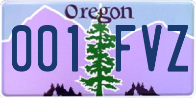 OR license plate 001FVZ