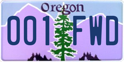 OR license plate 001FWD