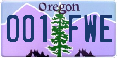 OR license plate 001FWE