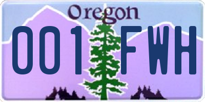 OR license plate 001FWH